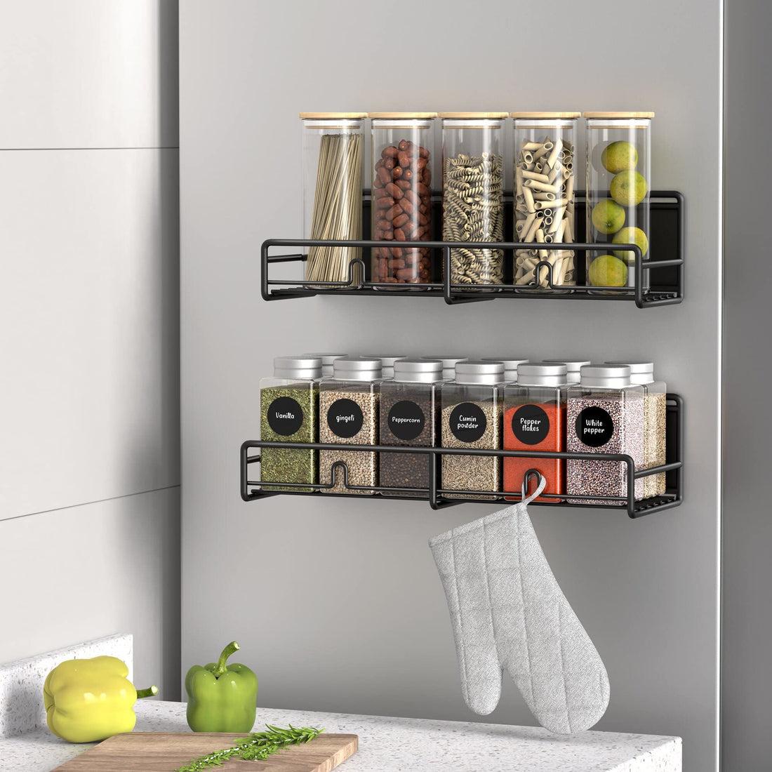 Magnetic Spice Rack - 2-Pack Fridge & Wall Organizer