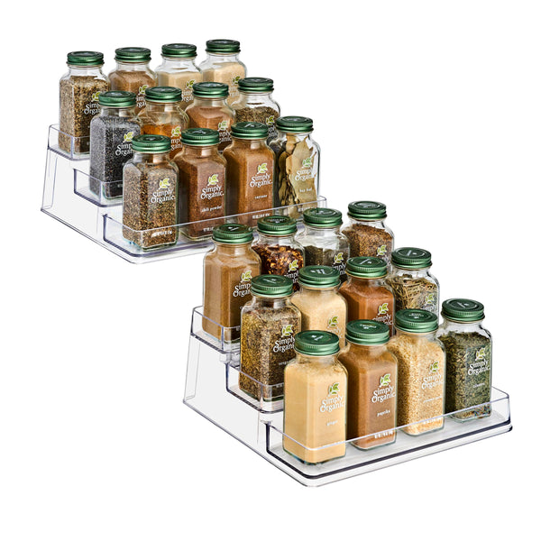 Spice Rack Organizer - 3-Tier Acrylic Cabinet Shelf (2-Pack)
