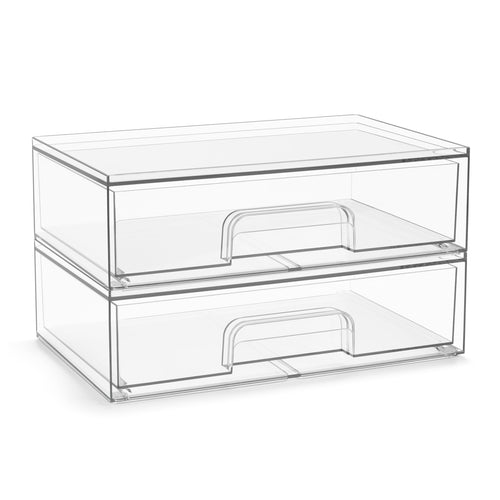 Clear Stackable Pantry Bins - Set of 2 Acrylic Storage Containers