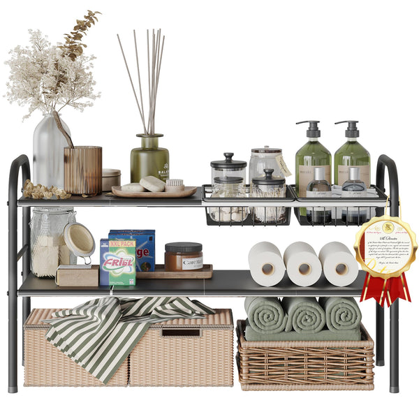 Under-Sink Organizer - 2-Tier Expandable Cabinet Shelf