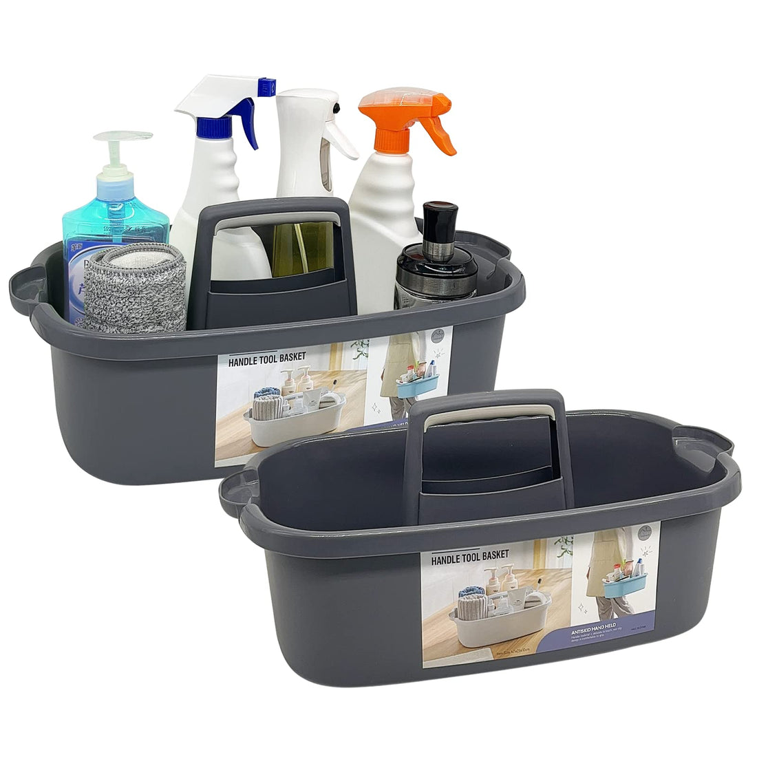Under-Sink Cleaning Caddy - 2-Pack Cabinet Storage Totes