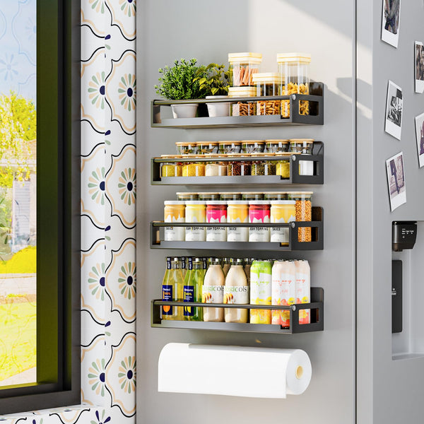 Magnetic Spice Rack Organizer - Set of 5 Fridge & Cabinet Shelves