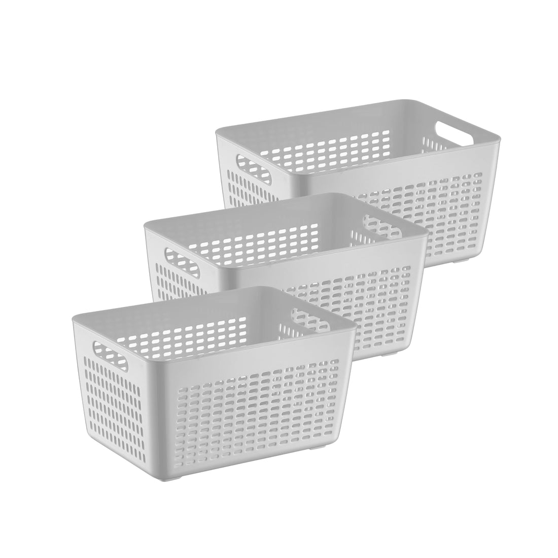 Stackable Pantry Storage Bins - Fridge & Cabinet Organizer Baskets (3-Pack)
