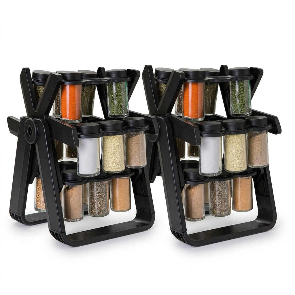 Rotating Ferris-Wheel Spice Rack - 2-Tier Carousel Seasoning Organizer