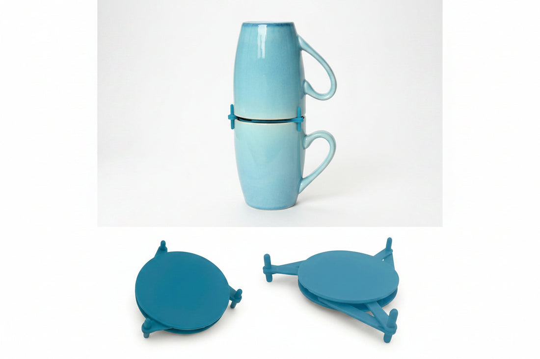 MugTower Stackable Mug Organizer - Space-Saving Cup Stacker & Coaster